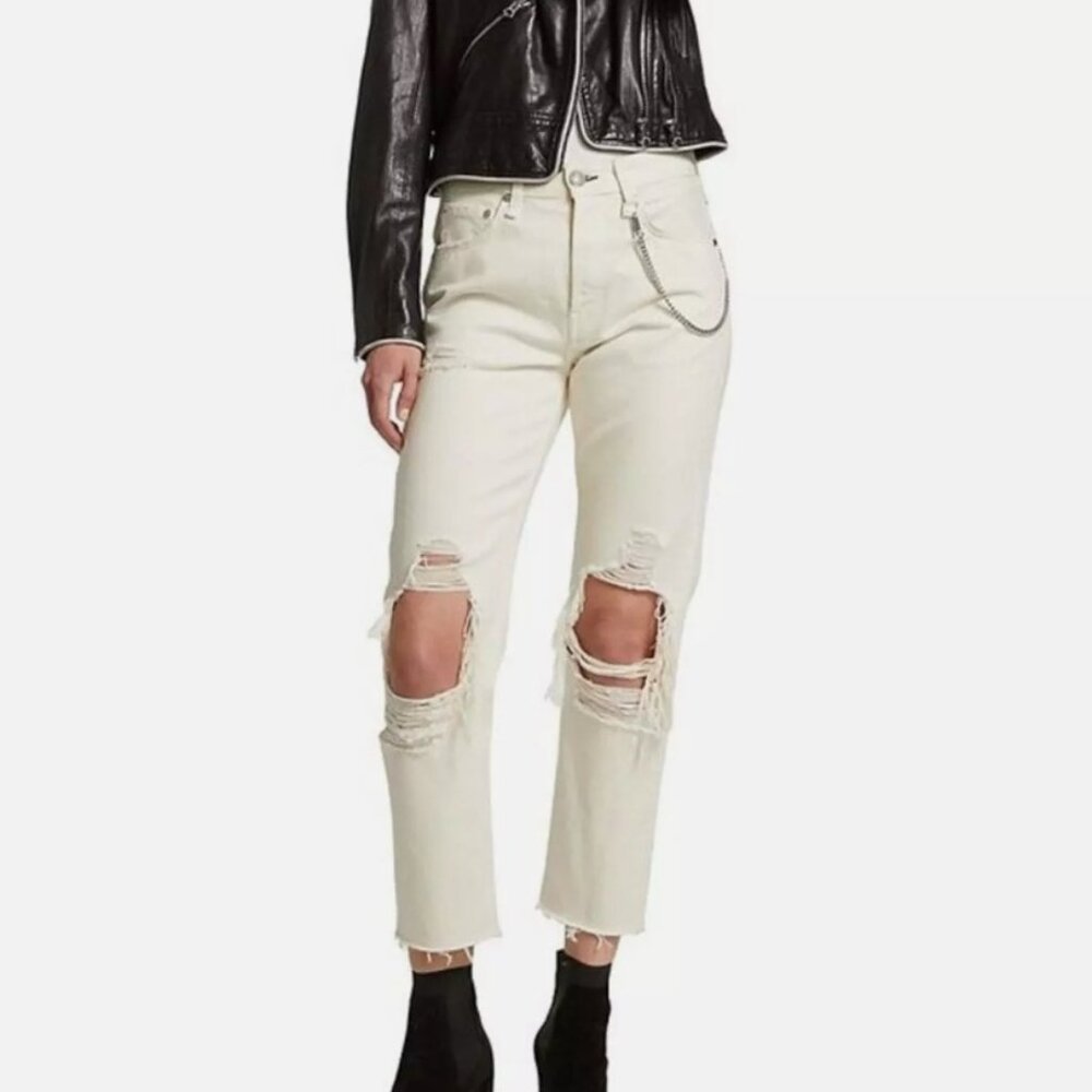 NEW Rag & Bone x Disney Cruella Maya High Rise Slim Jeans w/Holes